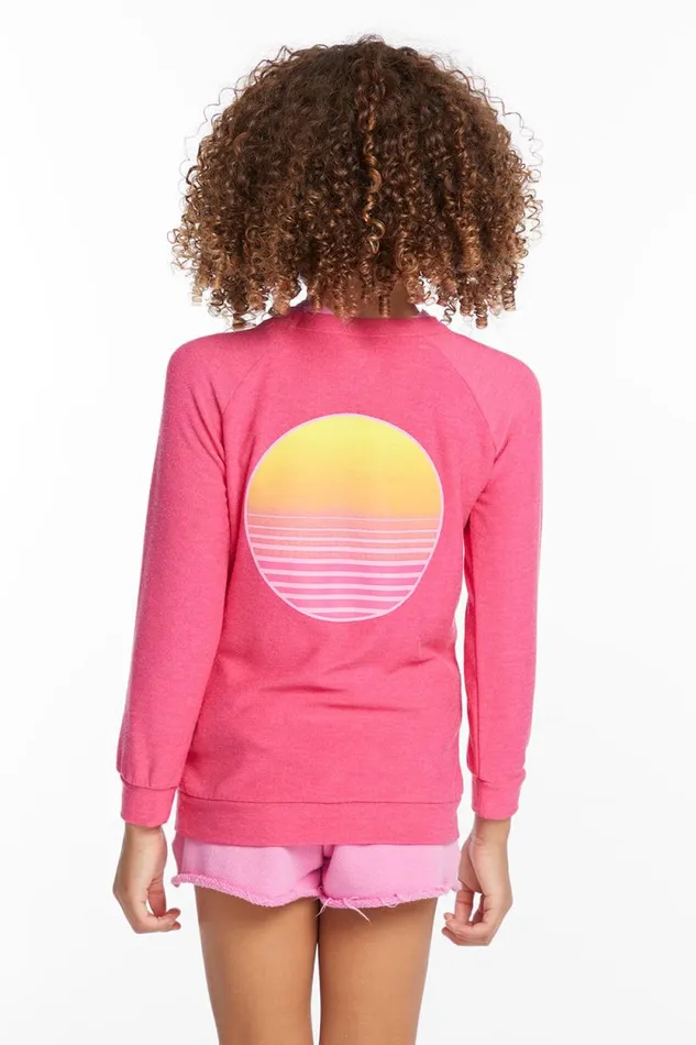 Kids Chaser Brand Girls Beach Club Girls Cozy Knit Raglan Pullover