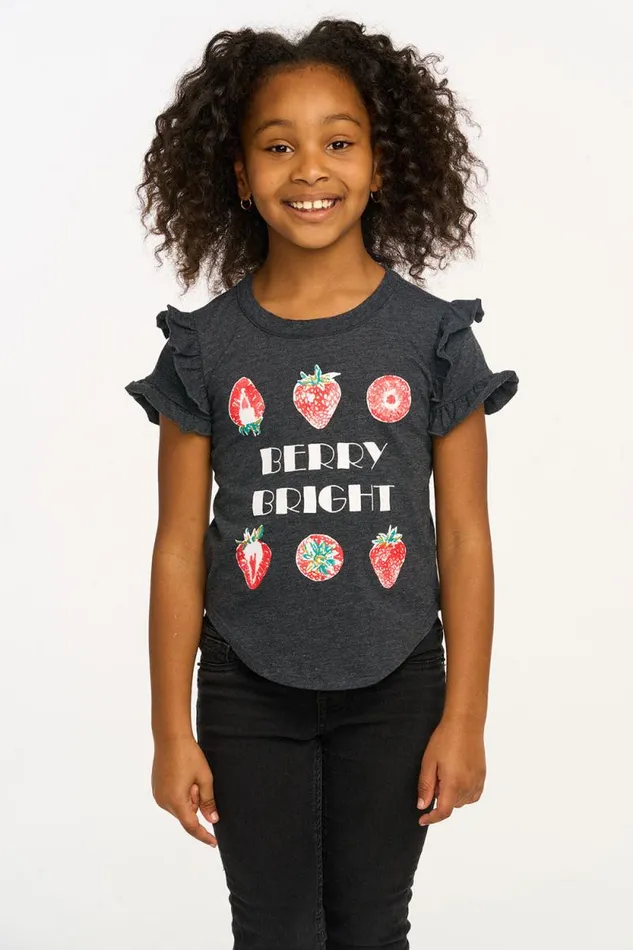 Kids Chaser Brand Girls Berry Bright Ruffle Sleeve Tee