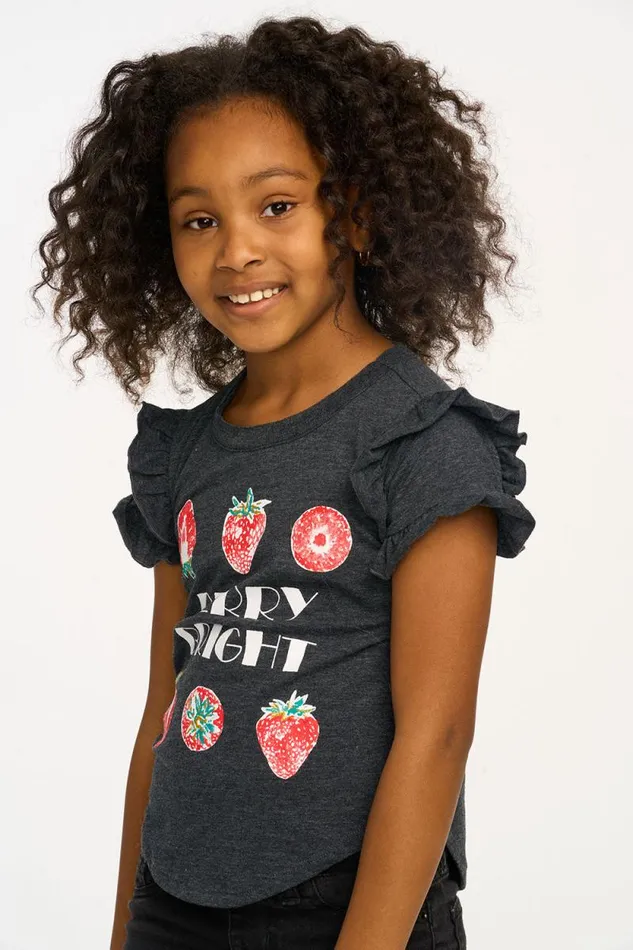 Kids Chaser Brand Girls Berry Bright Ruffle Sleeve Tee