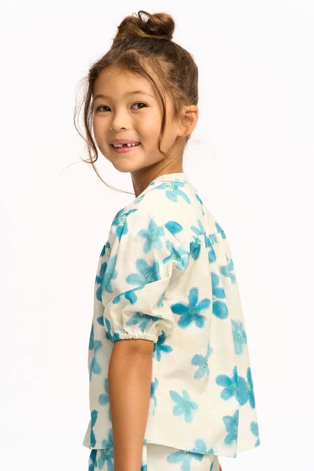 Kids Chaser Brand Girls Blue Watercolor Floral Top