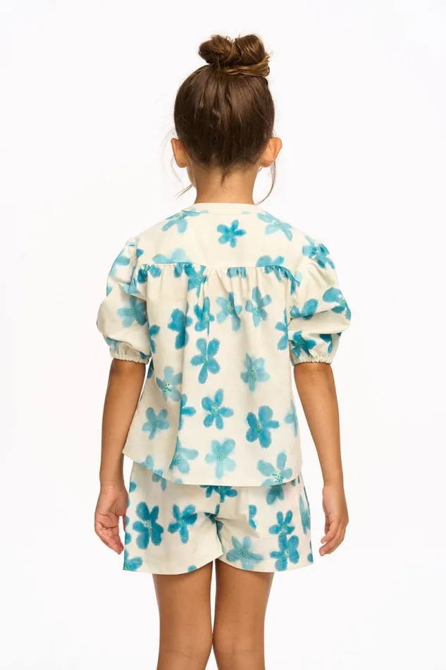 Kids Chaser Brand Girls Blue Watercolor Floral Top
