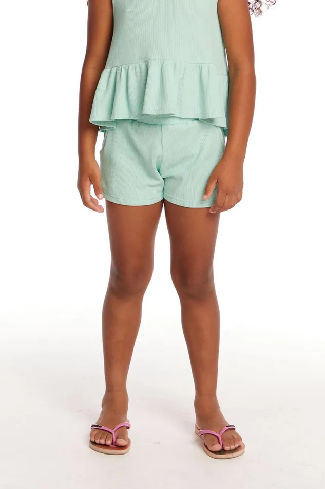 Kids Chaser Brand Girls Jade Spring Bud Waffle Knit Girls Short