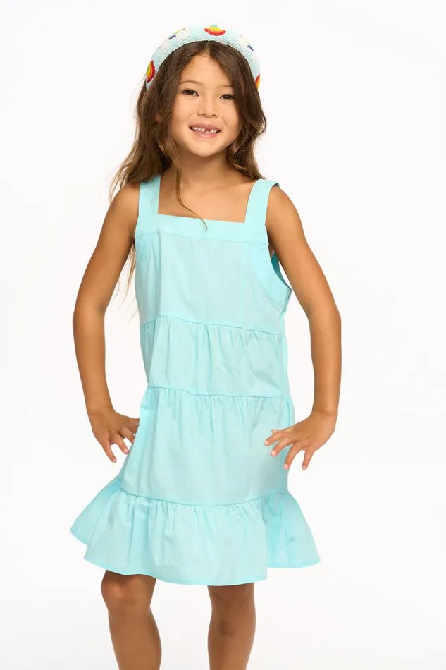 Kids Chaser Brand Girls Nova Cotton Poplin Tank Dress 8211 Clear Blue