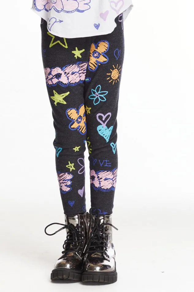Kids Chaser Brand Girls Peace and Love Girls Cozy Knit Classic Legging