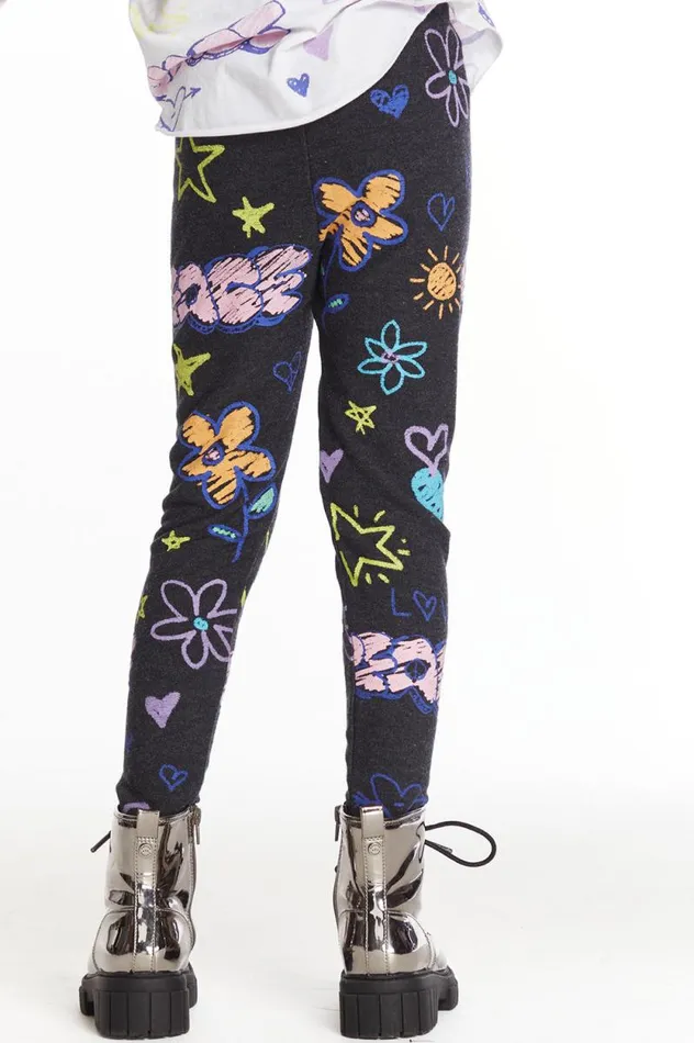 Kids Chaser Brand Girls Peace and Love Girls Cozy Knit Classic Legging
