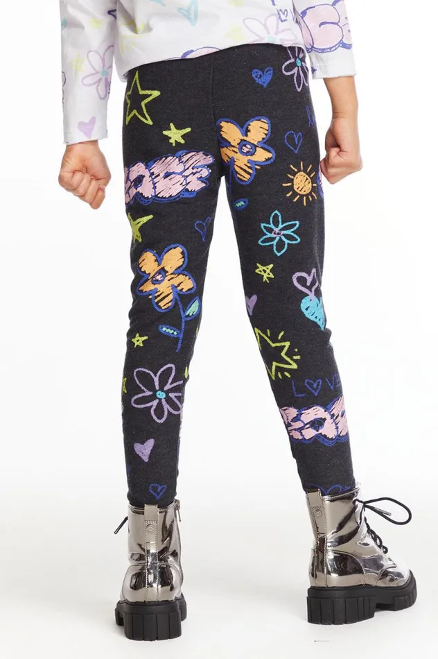 Kids Chaser Brand Girls Peace and Love Girls Cozy Knit Classic Legging