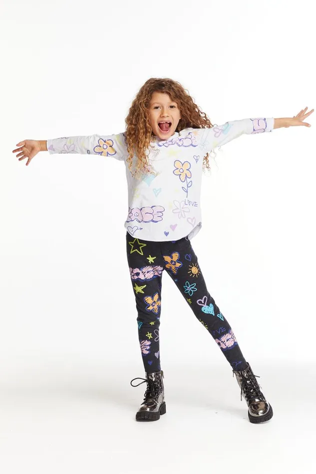 Kids Chaser Brand Girls Peace and Love Girls Cozy Knit Classic Legging