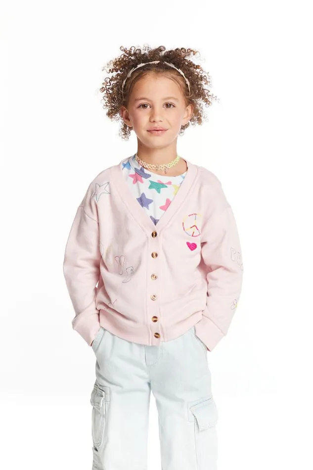 Kids Chaser Brand Girls Peace Love Smile Girls Cardigan