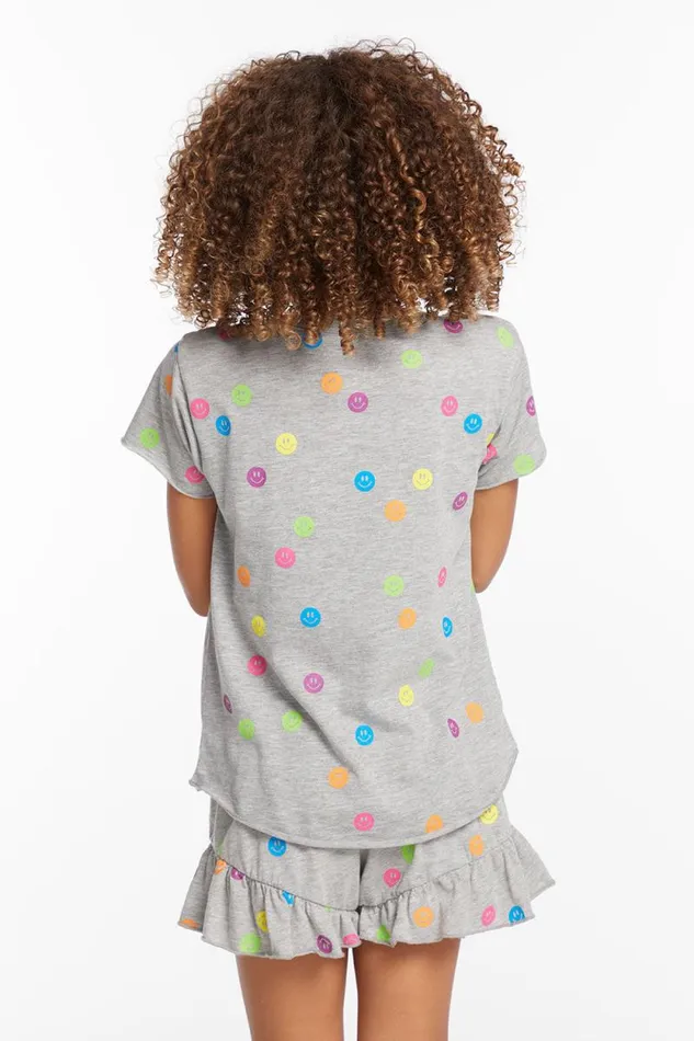 Kids Chaser Brand Girls Rainbow Smiles Girls Crew Neck Tee