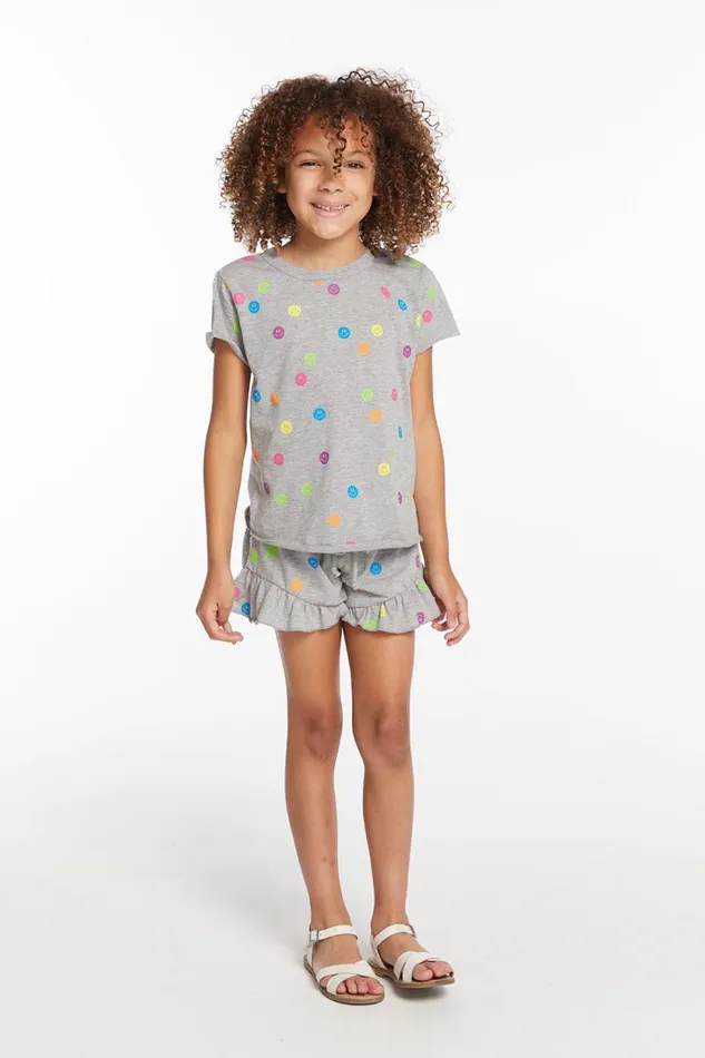 Kids Chaser Brand Girls Rainbow Smiles Girls Crew Neck Tee