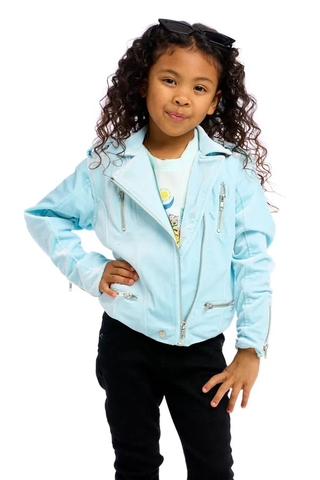 Kids Chaser Brand Girls Stretch Velvet Moto Jacket