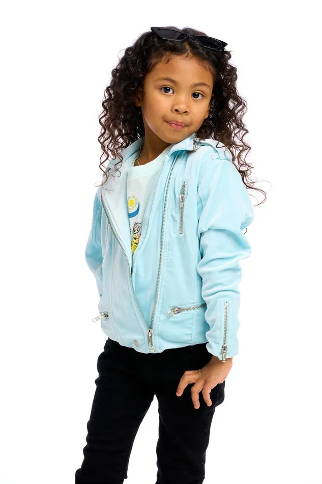 Kids Chaser Brand Girls Stretch Velvet Moto Jacket