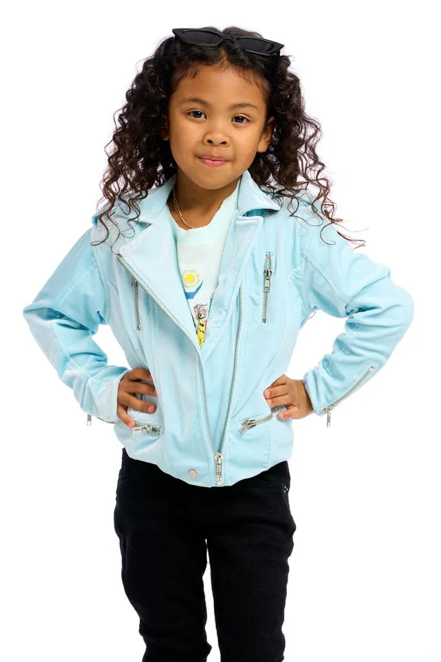 Kids Chaser Brand Girls Stretch Velvet Moto Jacket