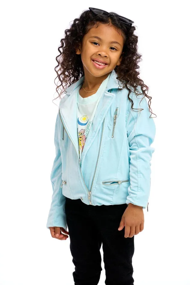 Kids Chaser Brand Girls Stretch Velvet Moto Jacket