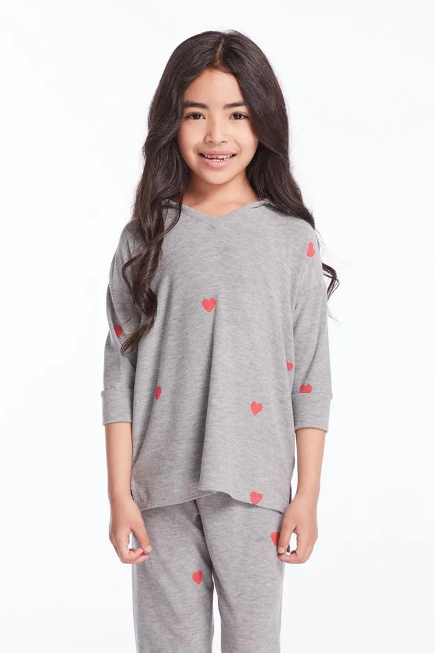 Kids Chaser Brand Girls Tiny Hearts Girls Pullover Hoodie