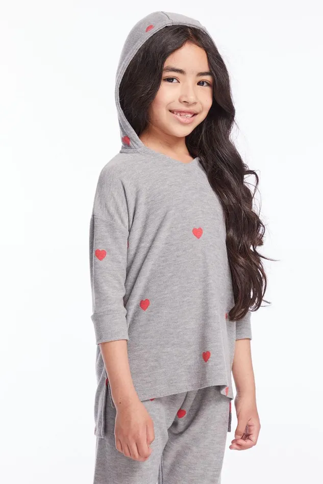Kids Chaser Brand Girls Tiny Hearts Girls Pullover Hoodie