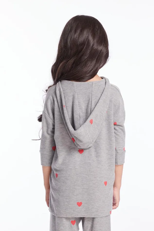 Kids Chaser Brand Girls Tiny Hearts Girls Pullover Hoodie