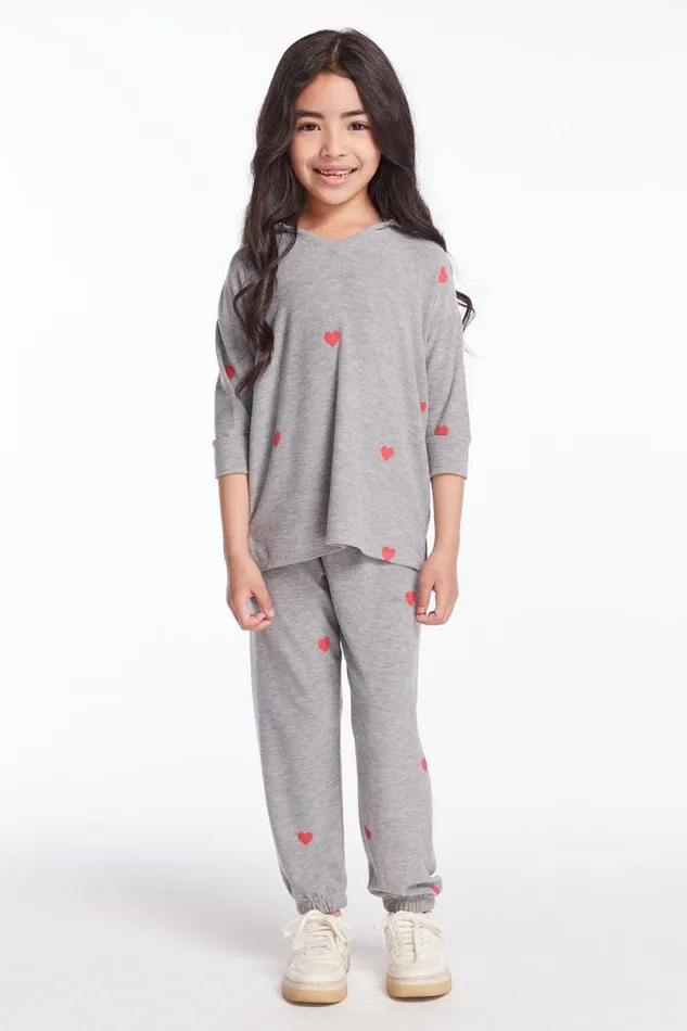 Kids Chaser Brand Girls Tiny Hearts Girls Pullover Hoodie