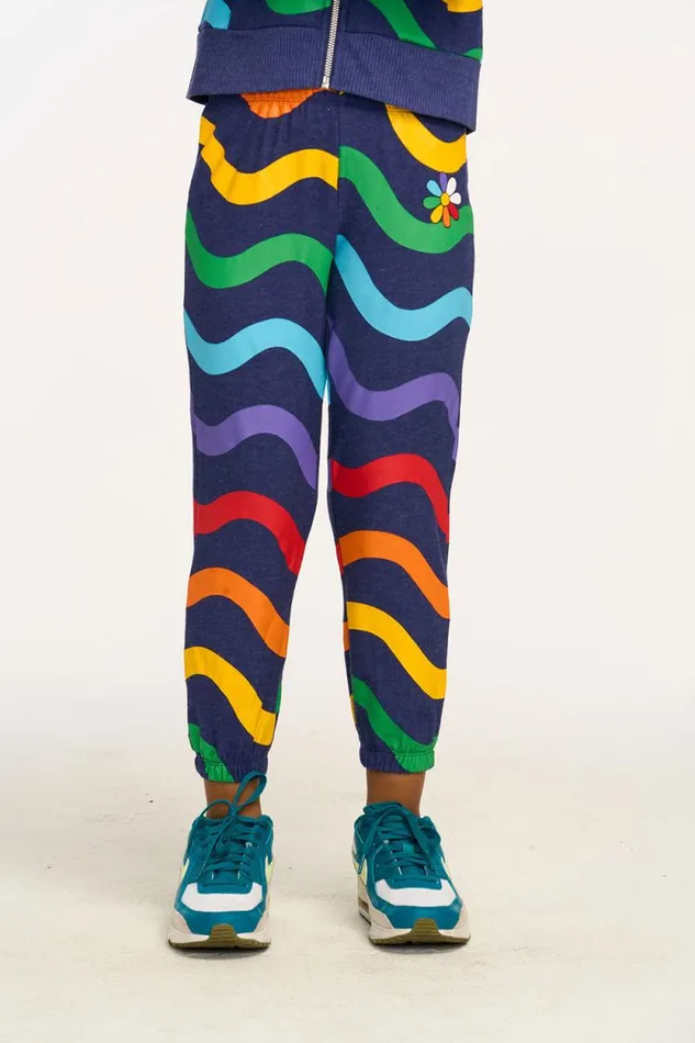 Kids Chaser Brand Girls Wavy Rainbow Slouchy Pant