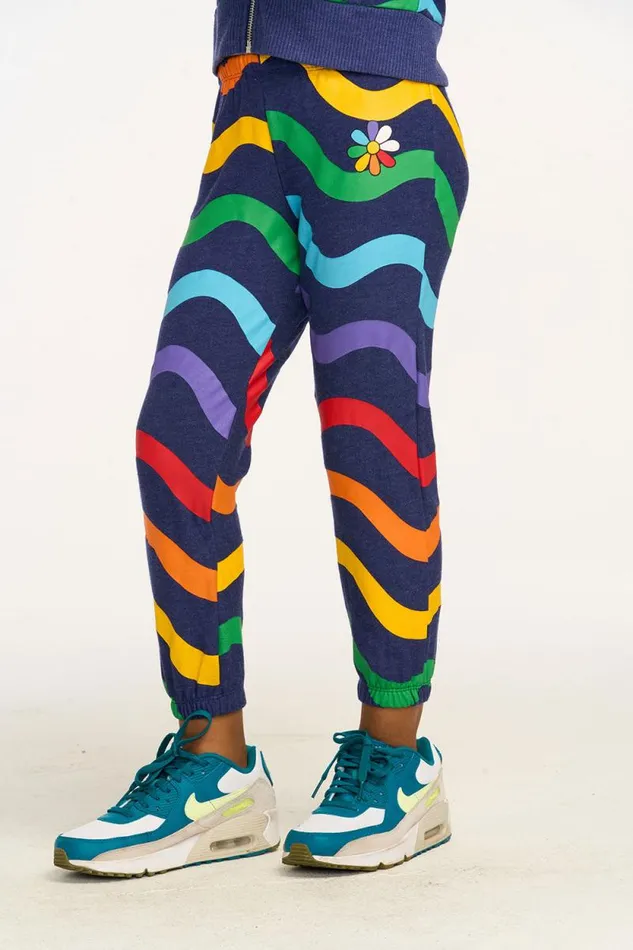 Kids Chaser Brand Girls Wavy Rainbow Slouchy Pant