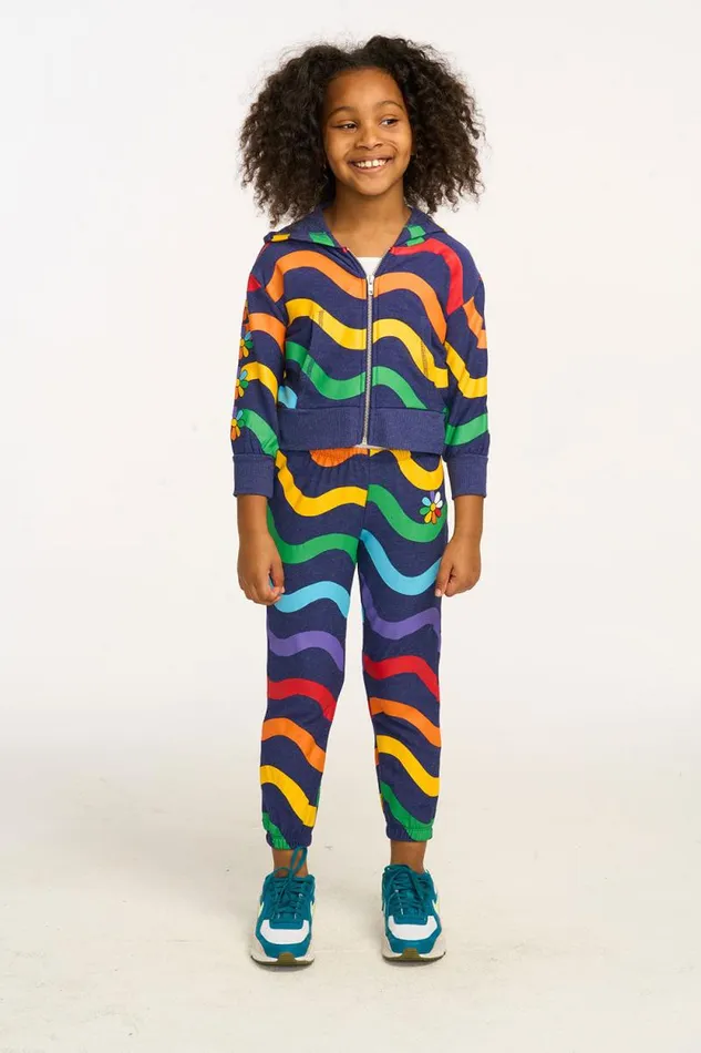 Kids Chaser Brand Girls Wavy Rainbow Slouchy Pant