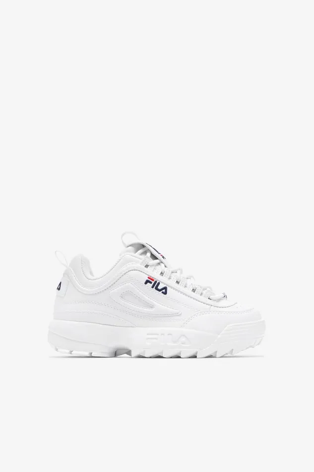 Kids Fila Little Kids 1053 Disruptor 2 White Peacoat Red