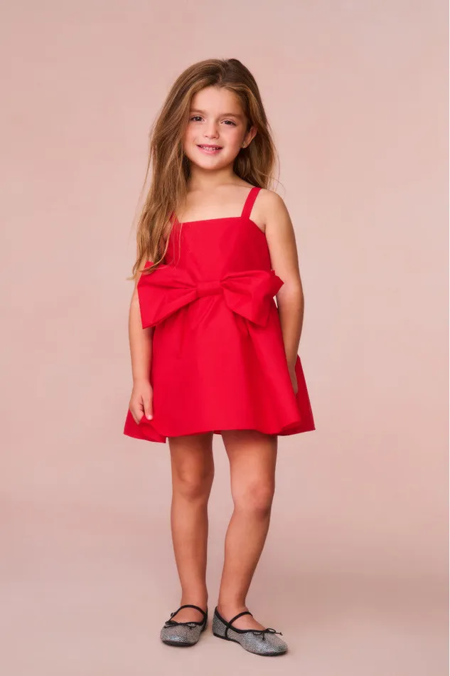 Kids LoveShackFancy Girls Girls Alejandra Bow Mini Dress Red