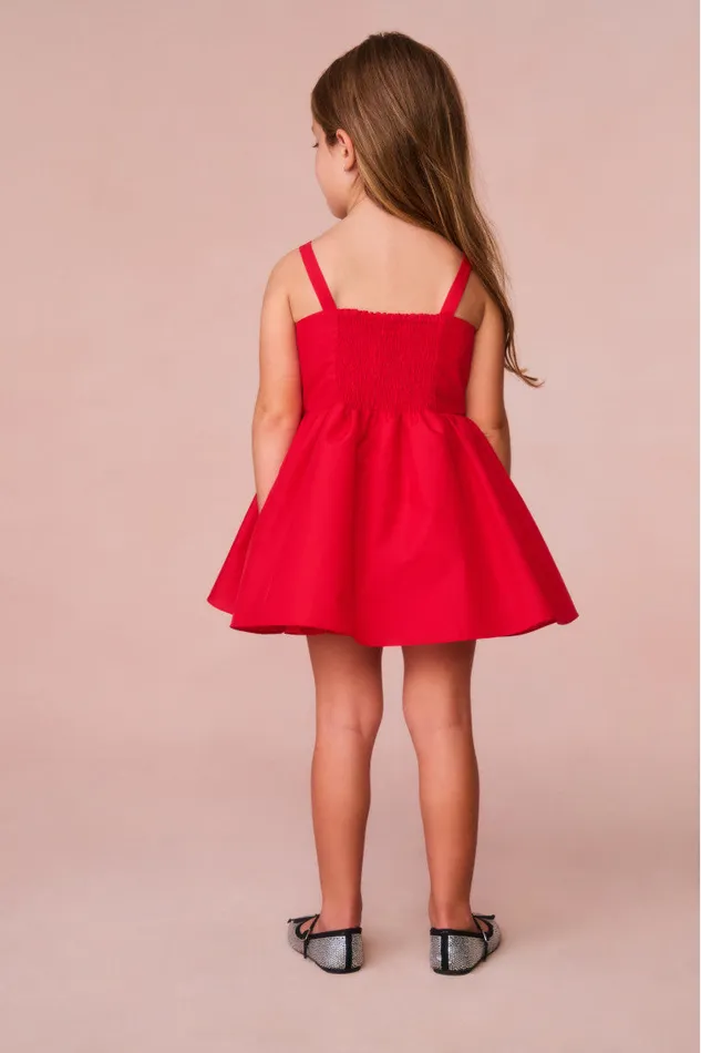 Kids LoveShackFancy Girls Girls Alejandra Bow Mini Dress Red