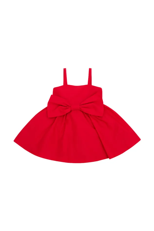 Kids LoveShackFancy Girls Girls Alejandra Bow Mini Dress Red