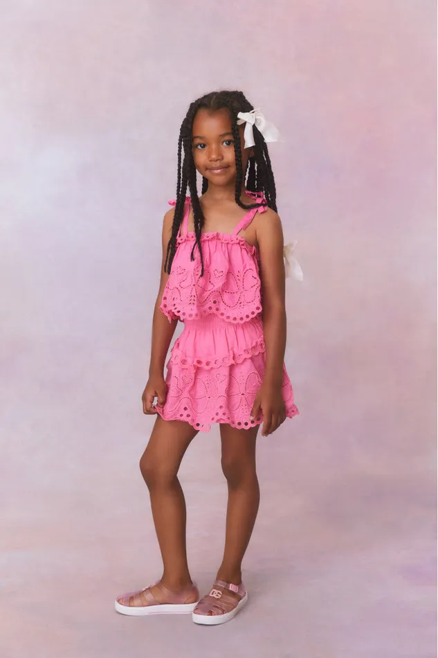 Kids LoveShackFancy Girls Girls Florella Top Strawberry Taffy