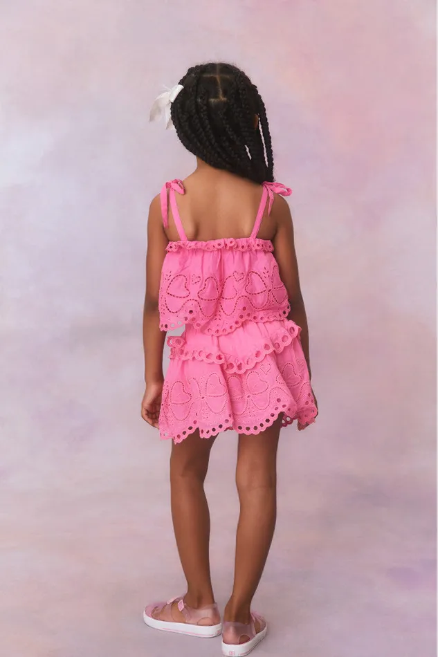 Kids LoveShackFancy Girls Girls Florella Top Strawberry Taffy