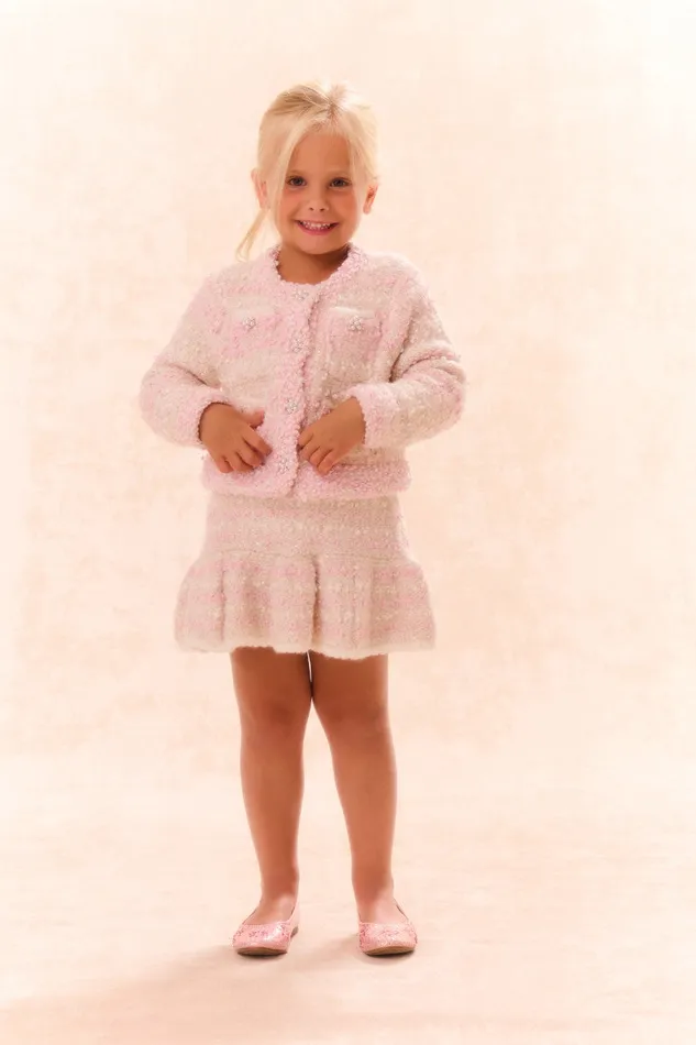 Kids LoveShackFancy Girls Girls Loki Knit Cardigan Vanilla Blush
