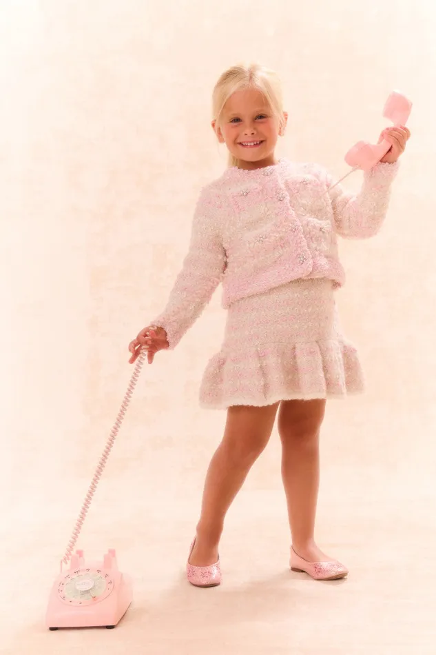 Kids LoveShackFancy Girls Girls Loki Knit Cardigan Vanilla Blush