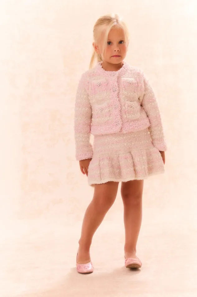 Kids LoveShackFancy Girls Girls Loki Knit Cardigan Vanilla Blush