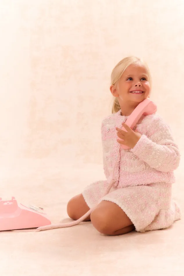Kids LoveShackFancy Girls Girls Loki Knit Cardigan Vanilla Blush