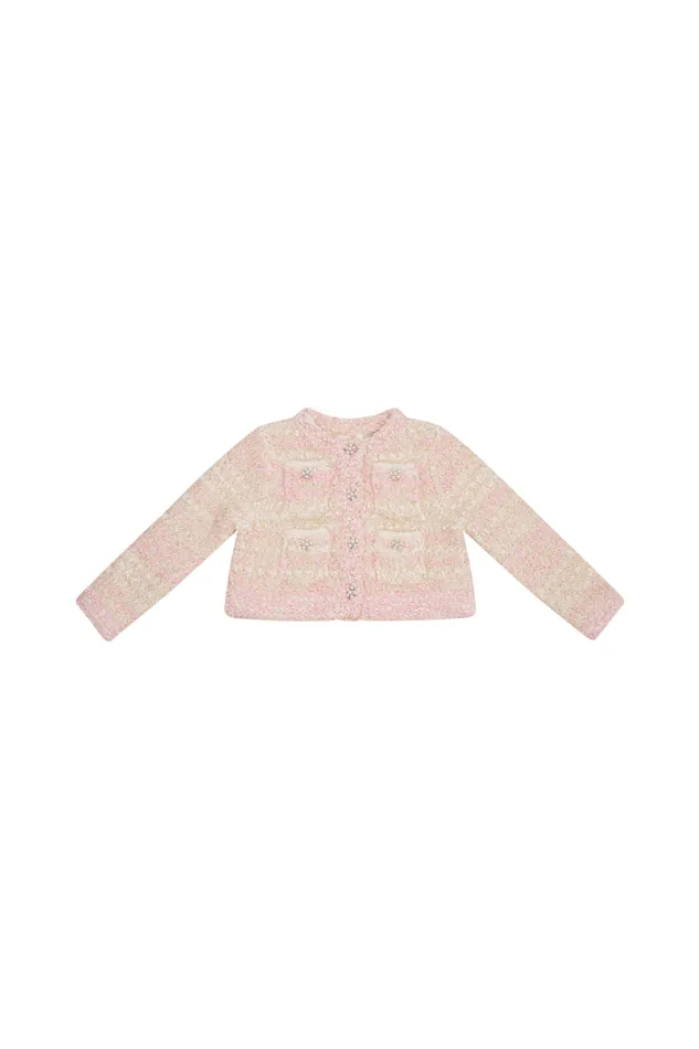 Kids LoveShackFancy Girls Girls Loki Knit Cardigan Vanilla Blush