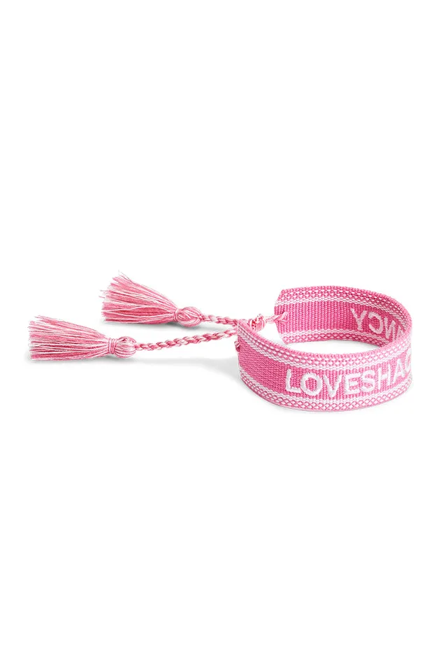 KidsWomen LoveShackFancy Girls Fabric Woven Friendship Bracelet Pink