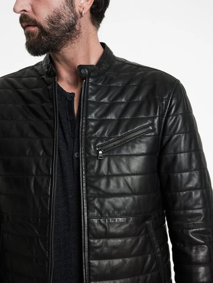 KITT QUILTED RACER JACKET Black Men John Varvatos Coats And Jackets