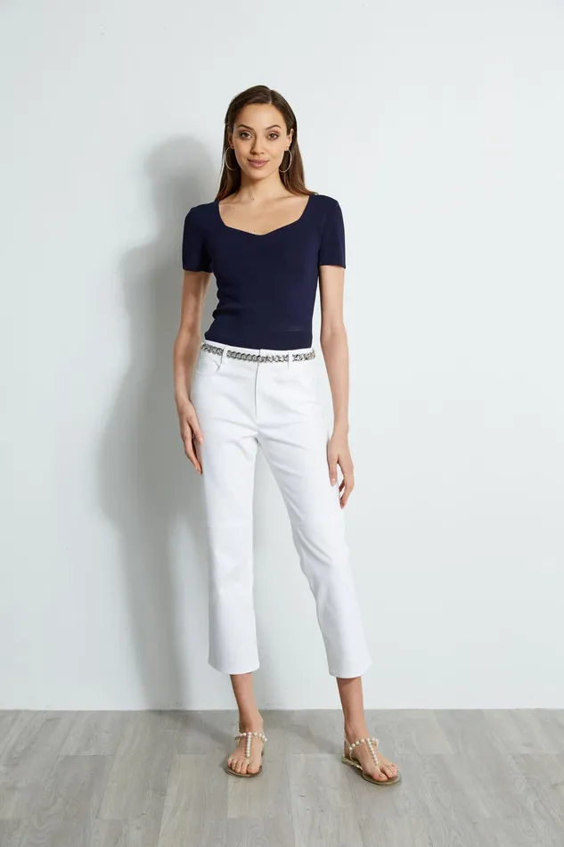 Knits and Sweaters Women Elie Tahari Short Sleeve Contour Sweater STARGAZER
