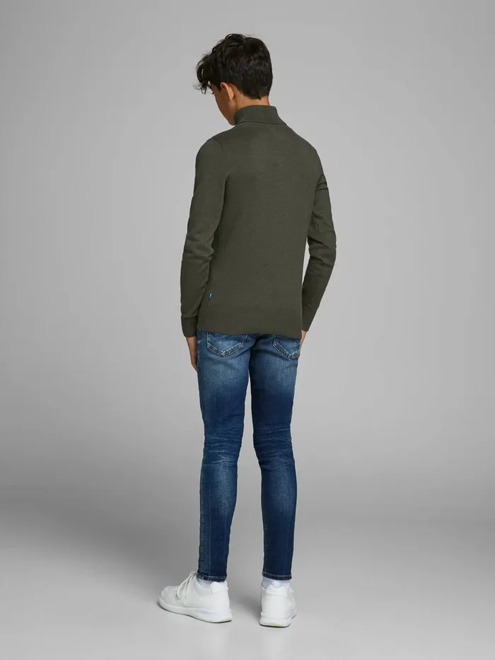 Knitwear JACK and JONES Junior BOYS ROLL NECK KNITTED PULLOVER Green Olive Night On Sale
