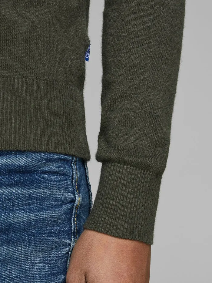 Knitwear JACK and JONES Junior BOYS ROLL NECK KNITTED PULLOVER Green Olive Night On Sale