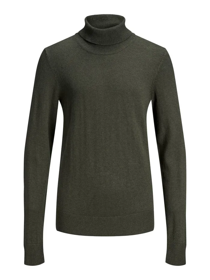 Knitwear JACK and JONES Junior BOYS ROLL NECK KNITTED PULLOVER Green Olive Night On Sale