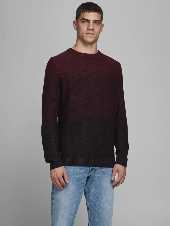 Knitwear JACK and JONES Mens DIP DYE KNITTED PULLOVER Red Port Royale Gift for Friend Knitwear JACK and JONES Mens DIP DYE KNITTED PULLOVER Red Port Royale Gift for Friend