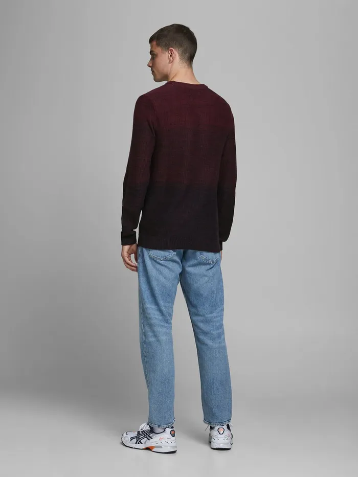 Knitwear JACK and JONES Mens DIP DYE KNITTED PULLOVER Red Port Royale Gift for Friend