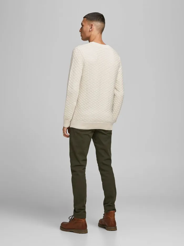 Knitwear JACK and JONES Mens PLAIN KNITTED PULLOVER White Pelican Near Me