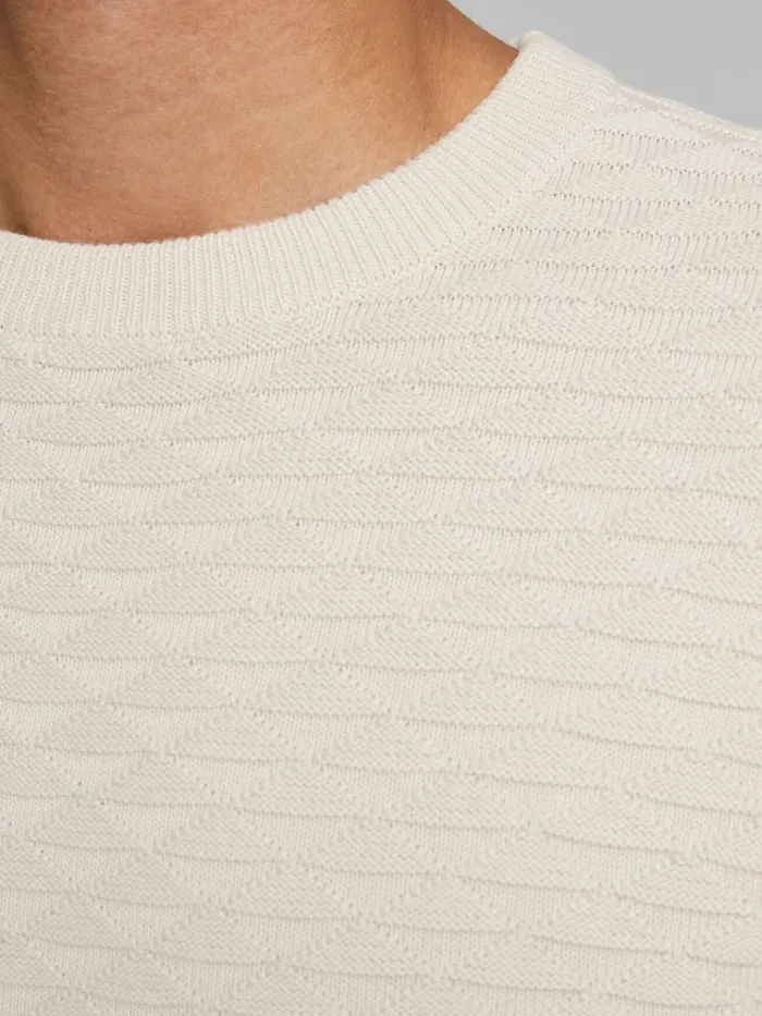 Knitwear JACK and JONES Mens PLAIN KNITTED PULLOVER White Pelican Near Me