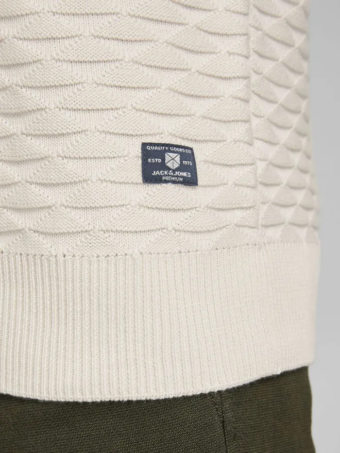 Knitwear JACK and JONES Mens PLAIN KNITTED PULLOVER White Pelican Near Me