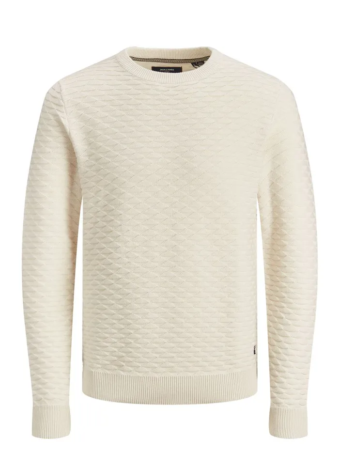Knitwear JACK and JONES Mens PLAIN KNITTED PULLOVER White Pelican Near Me