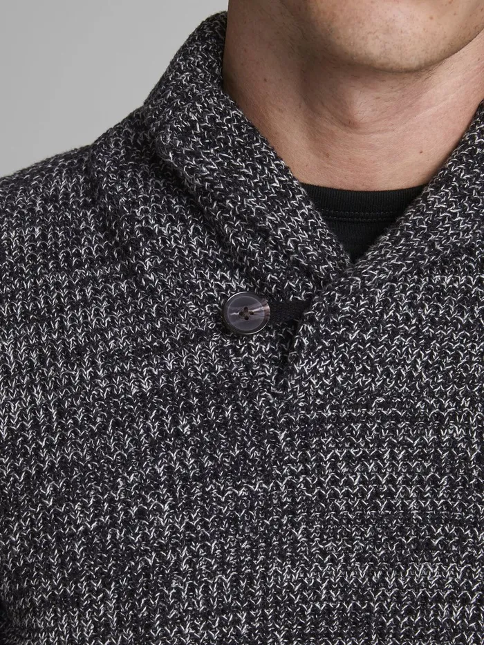Knitwear JACK and JONES Mens SHAWL NECK KNITTED PULLOVER Grey Black Gift 4 You