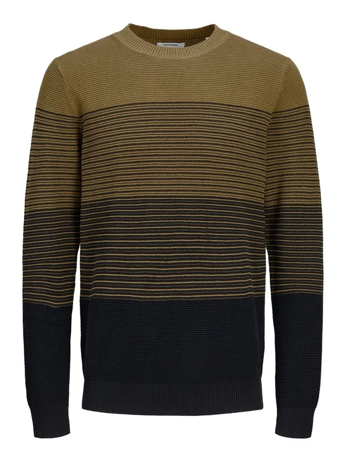 Knitwear JACK and JONES Mens STRIPED KNITTED PULLOVER Green Kangaroo Gift 4 You